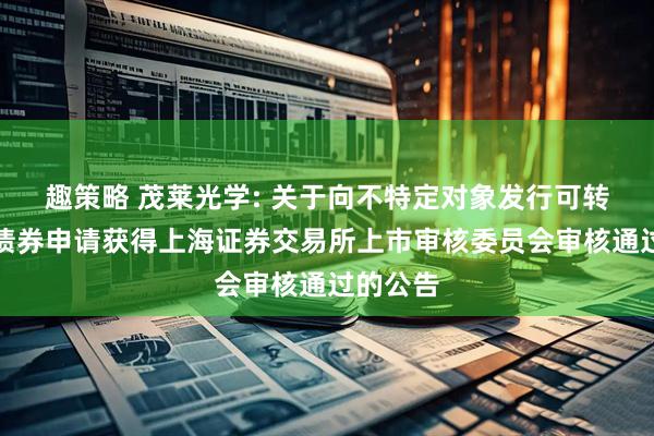 趣策略 茂莱光学: 关于向不特定对象发行可转换公司债券申请获得上海证券交易所上市审核委员会审核通过的公告