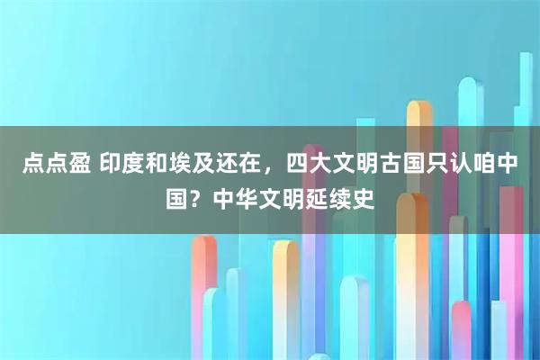 点点盈 印度和埃及还在，四大文明古国只认咱中国？中华文明延续史